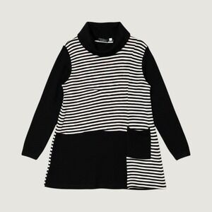 Italian Wool Abstract Rainbow Striped Women's Maternity Oversized Small Sweater